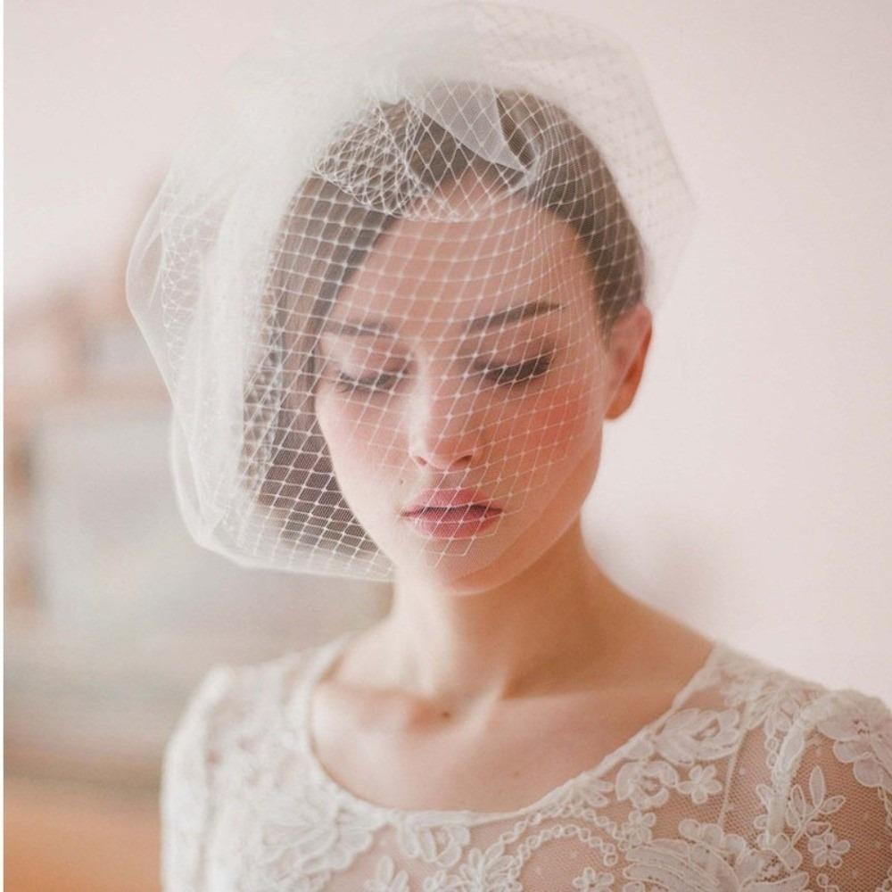 White Color Birdcage Veil Double Layer Wedding Hair Accessory Face Veil Headpiece  Wedding Ceremony