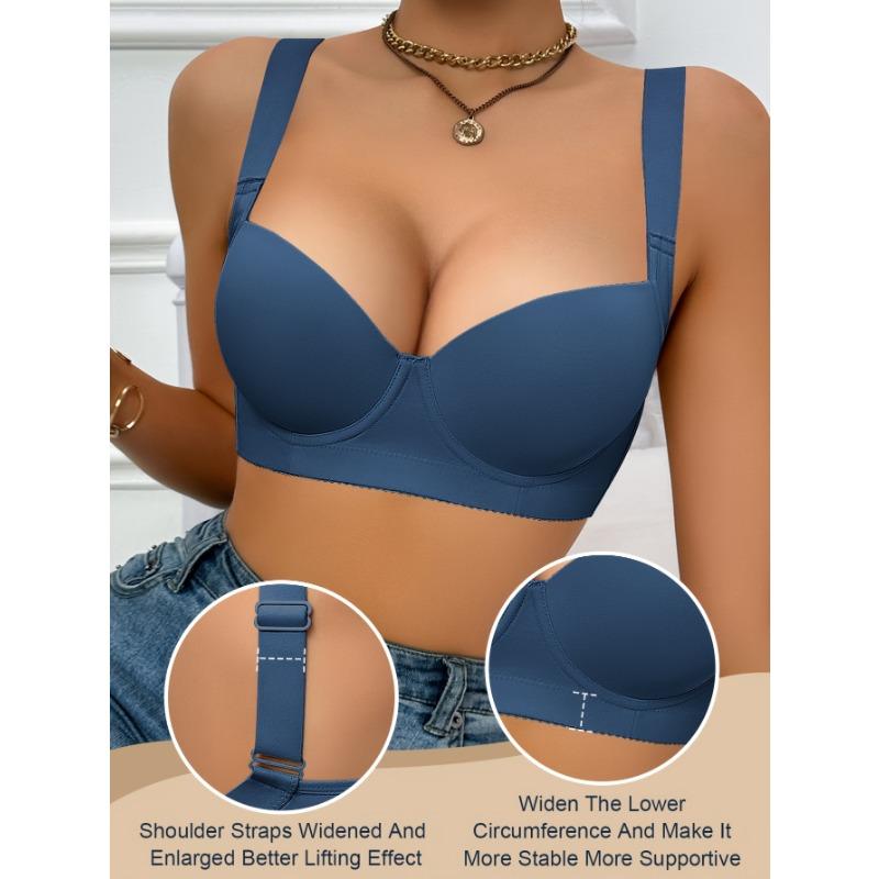 Seamless Full Coverage T-Shirt Bra Comfortable Underwire Push Up Bra with Adjustable Straps