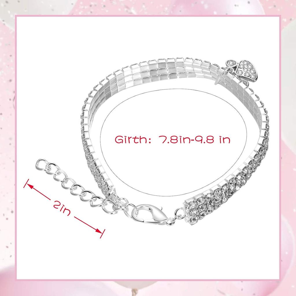 3 Pieces Bling Rhinestones Pet Collars Glitter Pendant Dog Collars Adjustable Crystal Cat Collar Elastic Pet Necklace for Small Pet Cat Dogs Puppy