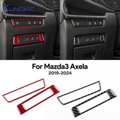 Dla Mazda 3 Axela BP 2019 2020 2021 2022 2023 2024 2025 Prawdziwa Miękka Naklejka z Włókna Węglowego Akcesoria do Przycisku Start Stop