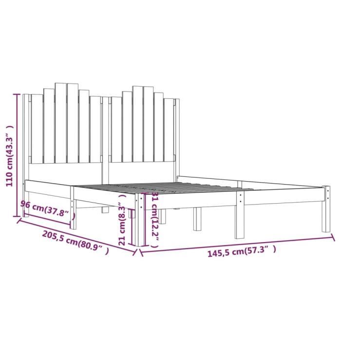 VidaXL Cadre de lit Bois de pin massif 140x200 cm 3103778
