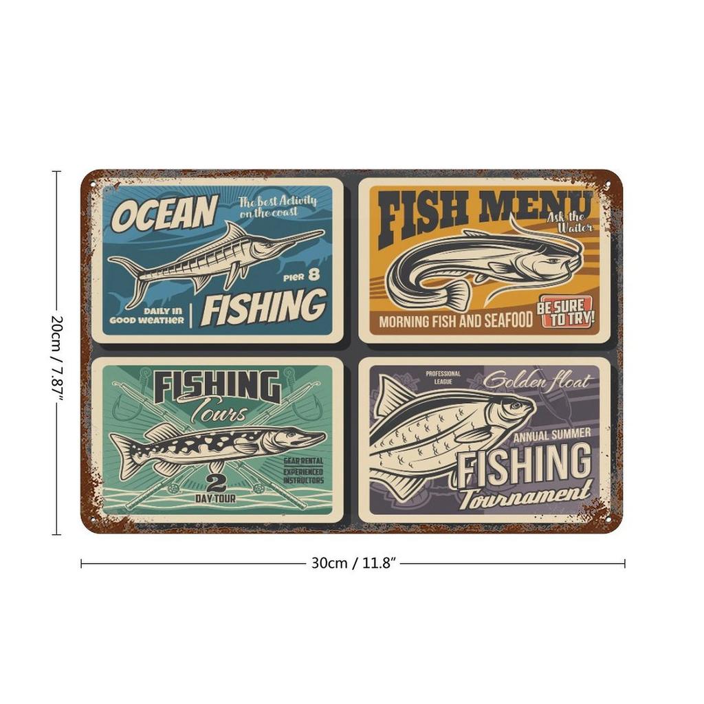 1-Pack Distressed Vintage Wall Plaque, 20×30cm and 30×40cm, Rusted Metal Decor for Kitchen, Cafe, Lobby or Study