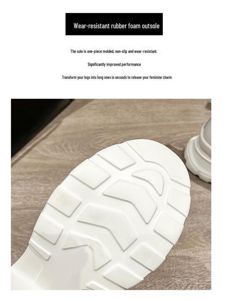 Women's White High-Top 2022 Genuine Leather Platform Casual Sneakers