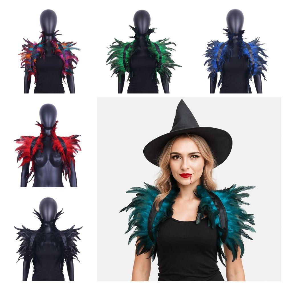 Costume Luxury Feather Shawl Punk Halloween Adjustable Feather Shrug Shawl Gothic Retro Shoulder Fake Collar Cosplay Party