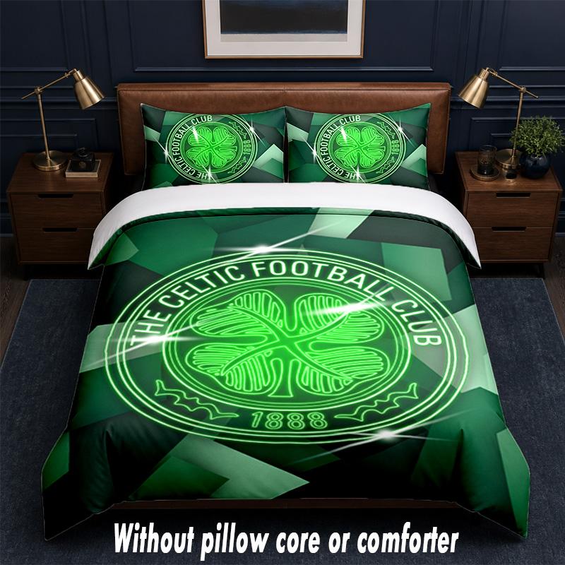Celtic FC Design Bed Bedding Set 1 Duvet Cover + 2 Pillowcases Soft Breathable Household Bed Linens