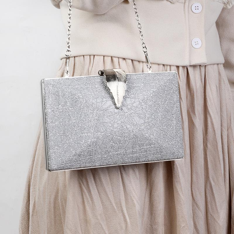 Silver Clutch Luxury Bags Womens  Designer Wedding Purse and Handbags Leaf Shape Hasp Phone Crossbody Bag