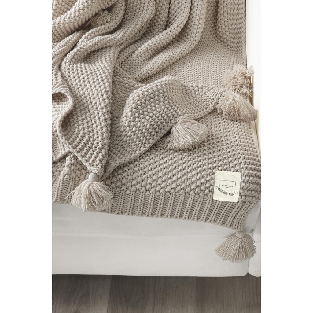 Valentinstagsgeschenk, Coco Rice, gestrickte Pompom-Strickwaren, TV-Decke, Sofa-Überwurf, Khaki