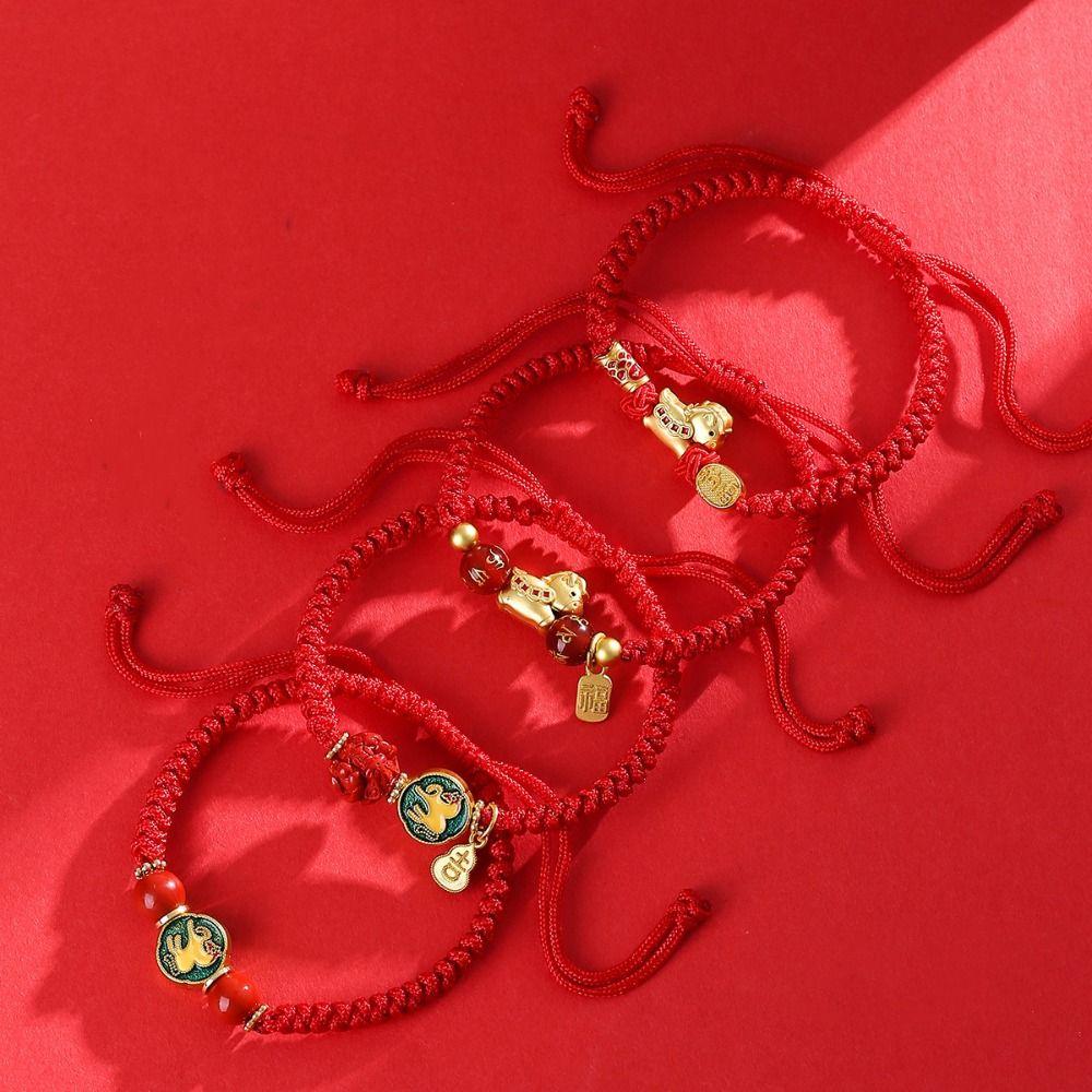 Year of The Horse Zodiac Horse Bracelet Calabash Chinese Red Handrope Spring Festival