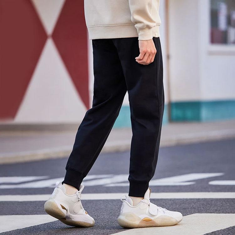 Li Ning Bad Five Solid Color Cuffed Sports Knit Pants Men Pants Black AKLS123-1