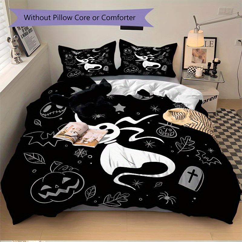 3-teiliges Zero Nightmare Before Christmas Bettwäsche-Set Enthält Bettbezug und Kissenbezüge, Geeignet für alle Jahreszeiten B102