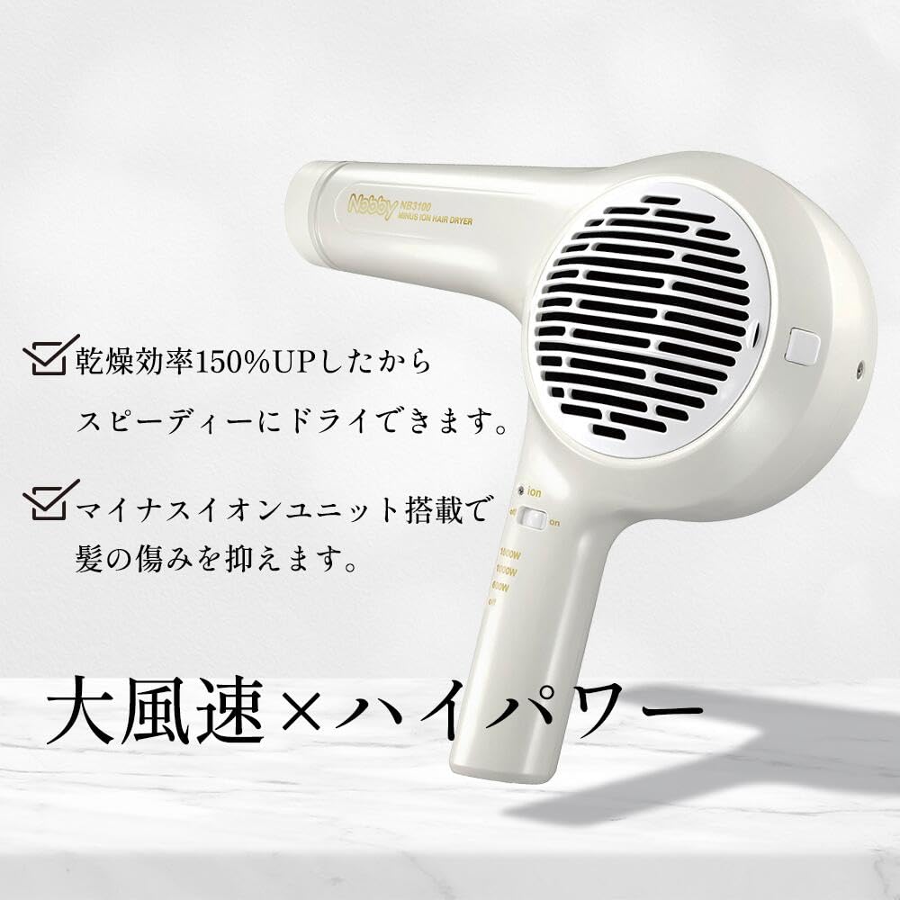 Nobby Negative Ion Hair Dryer NB3100 Large Air Volume Quick Drying 1500W Hairdressing Exclusive