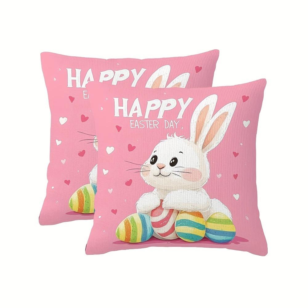 2 Pieces Easter Plush Pillowcase - White Rabbit with Colorful Egg Design 40x40cm16x16inch 790₽