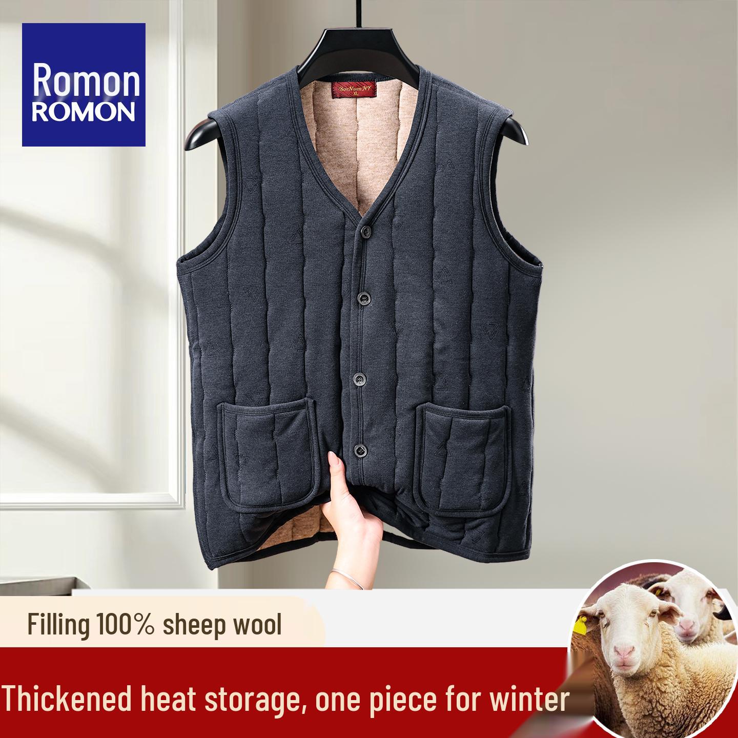 

Luomeng Dad Winter Men s Thick Warm Cotton Jacket with Velvet, Cardigan Style for Middle-aged and Elderly. 3XL (61-70 kg)