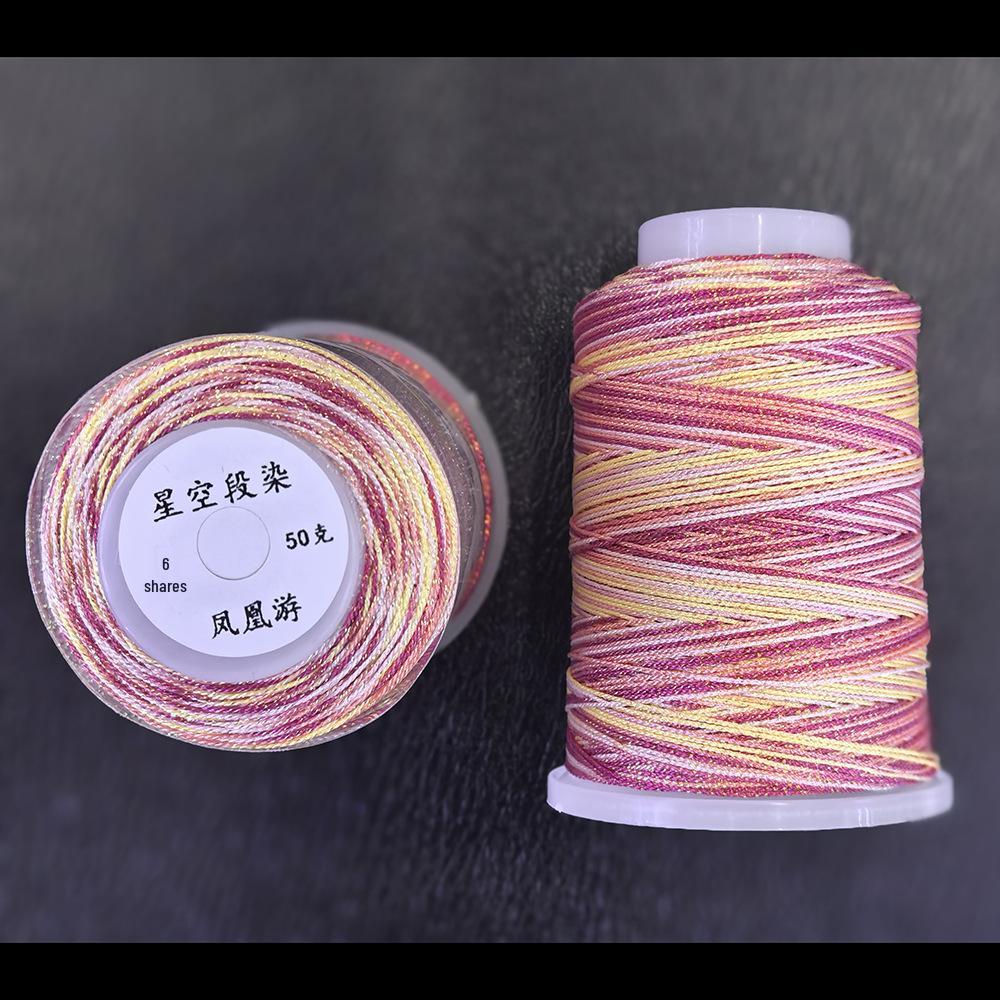 Starry Sky Gradient Yarn: 6-Strand Purple Illusion Tassel for DIY Bracelet & Handmade Weaving Accessories.