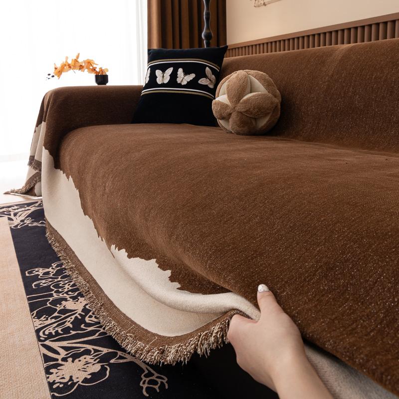 New Chenille Sofa Cover Anti Cat Scratch Blanket White Grey Sofa Towel for Living Room Furniture Decor Tapestry Couch Cover