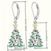 One Pair of Women's Fashion Dangle Earrings with Exquisite Synthetic Synthetic Zirconia Colorful Christmas Tree Pendant, Party Jewelry Gift for Ladies
