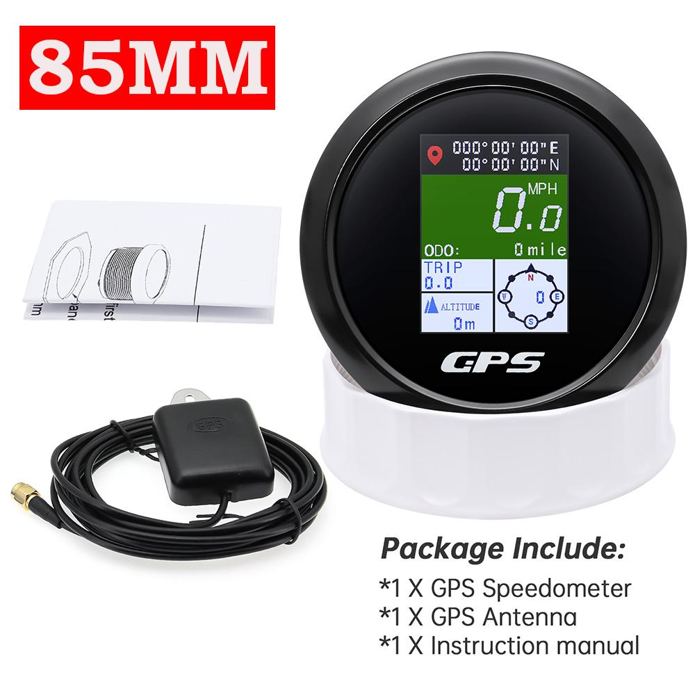 AD New 52mm/85mm TFT Screen Speed Gauge Digital GPS Speedometer Mph Knot Km/h GPS Antenna For Motorcycle Marine Boat Car 12V 24V
