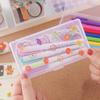 Exquisite Stationery Box Clear Lightweight Buckle Design Pencil Ruler Sticker Storage Case