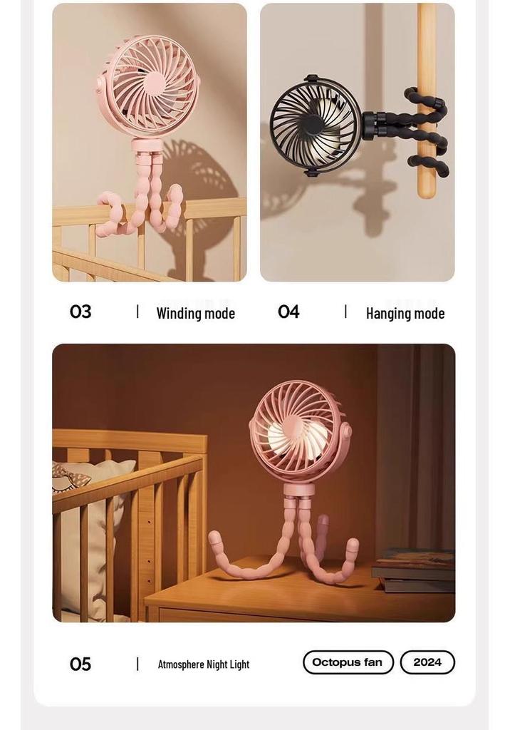 Octopus USB Rechargeable Handheld Mini Fan for Summer 2026 – Portable and Compact Dormitory/Home Cooling Solution