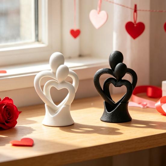 Hugging Couple Statue, 3D Printed Romantic Lover Figurine for Bedroom, Desk, TV Stand, Home Decor, Wedding Valentine's Day Gift for Wife, Husband