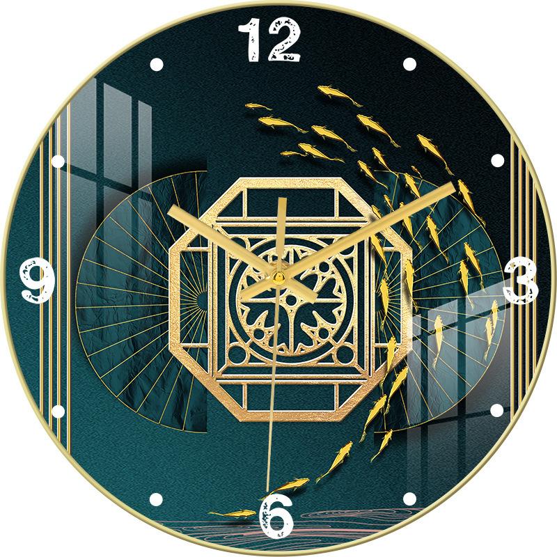 12/14-inch Simple Creative Silent Wall Clock Nordic Fashion Crystal Porcelain Clock Home Living Room Wall-mounted Glass Clock