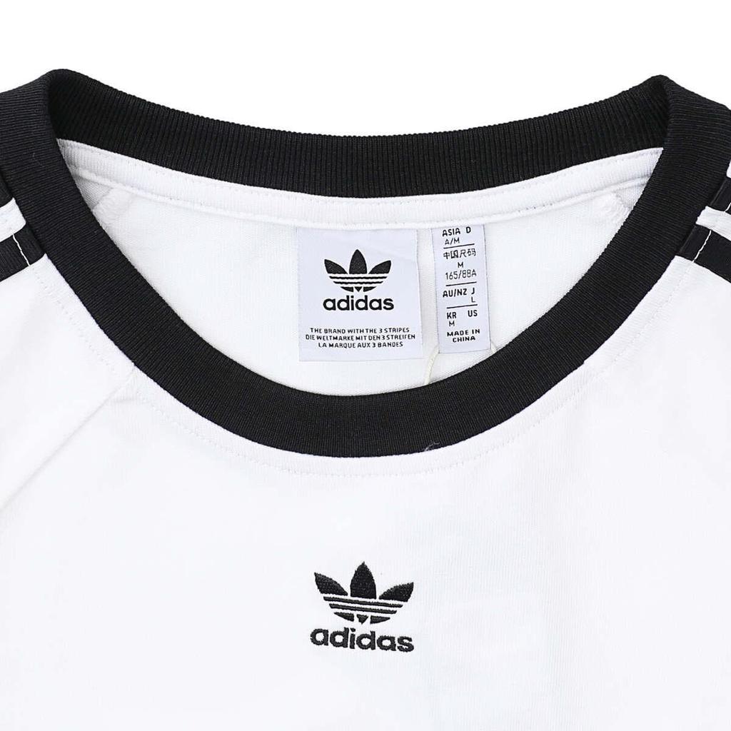 Adidas Logo Patchwork Round Neck Casual T-Shirt Women Tops White JC8704
