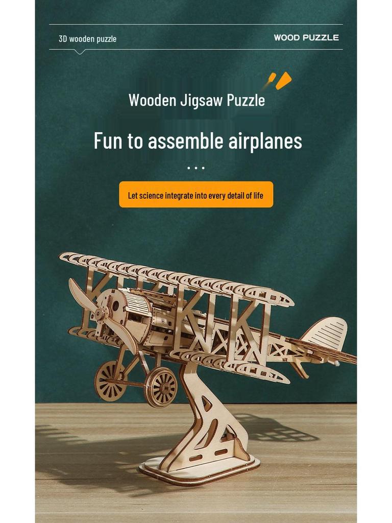 3D Wooden Airplane Puzzle: DIY Educational Toy & Creative Ornament