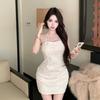 French Lace Suspender Dress Women's Summer New Pure Desire Style Birthday Slim Hip Skirt Neck Dress