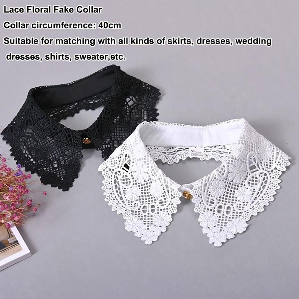 Black White Fake Collar Lace Floral Decoration Collar New Clothes Trim