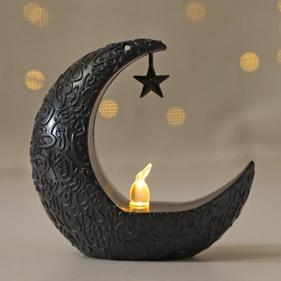 Mini Ramadan Månelys Ramadan Dekorasjon Myk Glød Batteridrevet Eid Ramadan Stearinlys Nattbordsdekor