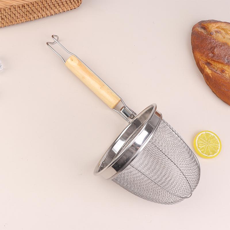 Nudelsieb Edelstahl Holzgriff Nudeltrichter Multifunktionale Servierschale Speisesieb Abtropfgestell Küchenhelfer