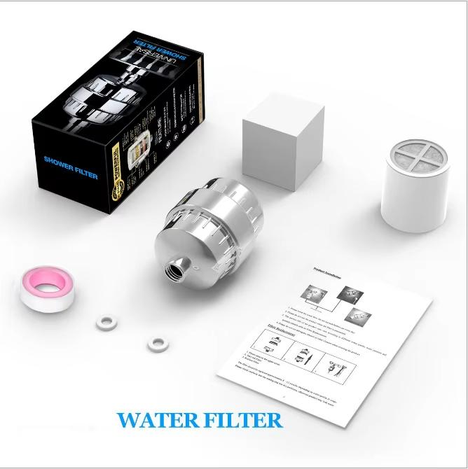 Universal 5 Stage Hand Shower Purifier Filter Head Chrome Finish Removes Chlorine for Bathroom Use Modern Design ABS Material