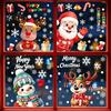 Removable Winter Stickers for Kids Christmas Window Stickers Static PVC Decals with Santa Claus Reindeer Snowman Large Snowflake Balcony Patterns,