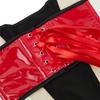 JYL TS PU leather neck hanging black, white, and red color patchwork chest support sexy top
