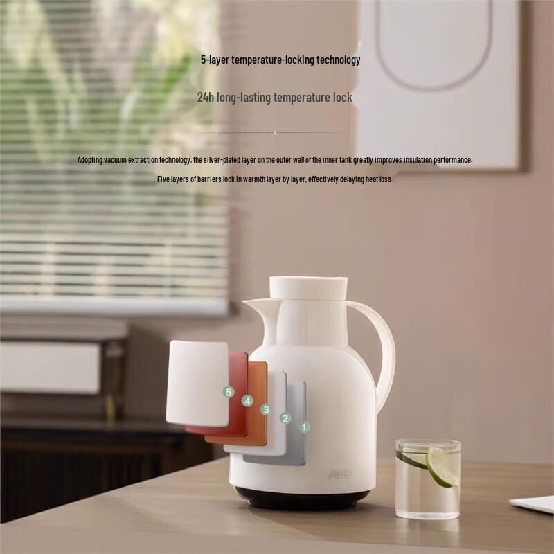 ASD 1L Vacuum Insulated Thermos Flask with Glass Liner and LED Display