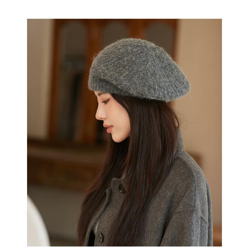 Autumn and Winter Hats, Children's Knitted Warm Woolen Hats, Solid Color Berets