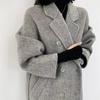 Korean Style Double-Breasted Wool Cashmere Coat for Women - Autumn/Winter, High-End Feel, Stand Collar, Light Luxury.
