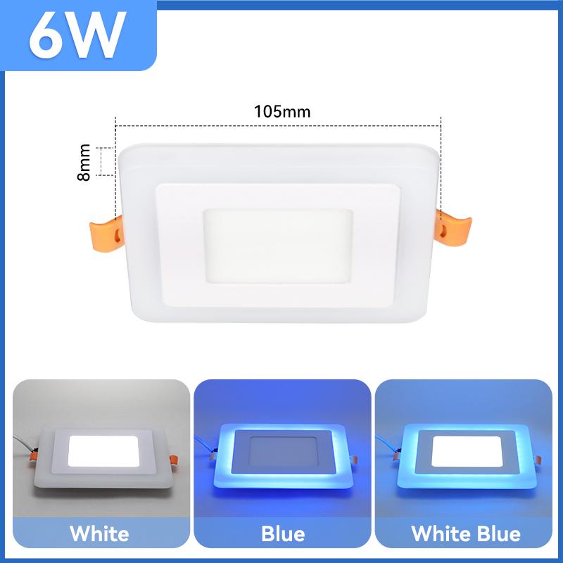 

Круглый светодиодный потолочный светильник, встраиваемый светильник, двухцветная панель, светодиодный точечный светильник для декора гостиной, квадратные потолочные светильники White and Blue
