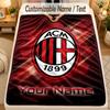 Flannel BlanketAC Milan Custom Name Text Personalized Soft Warm Throw Blanket Home Decor Gift