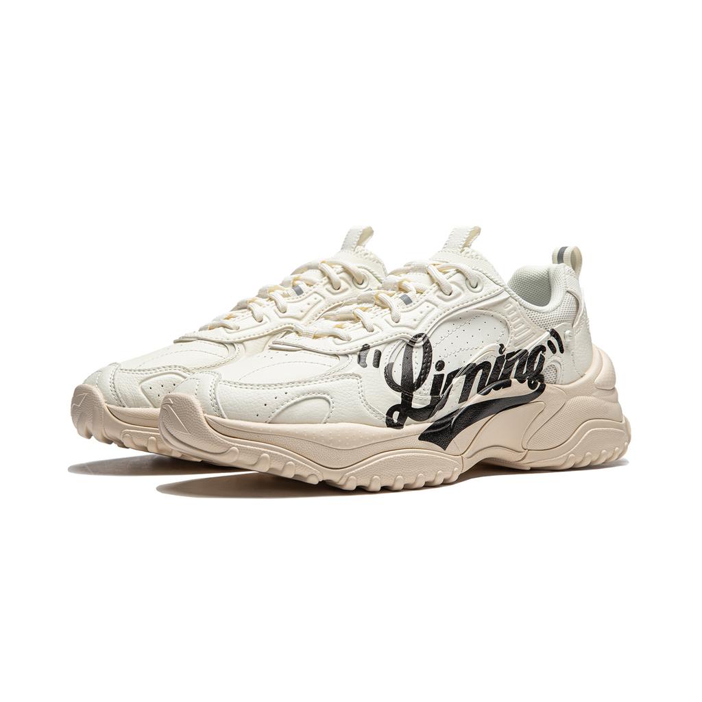 Li Ning Original Aspiration Slip Resistant Abrasion Resistant Low Top Casual Shoes Women's Ecru AGCU190-2