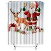 TU Christmas Shower Curtain Santa Claus Reindeer Holiday Festive Bathroom Decor Xmas Pattern Waterproof Home Textile Gift