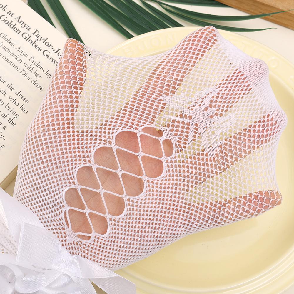 Lolita Girls Bow Hollow Long Socks Sweet Japanese Fishnet Tide Lace Knee High Stockings Silk with Bow Cross Ties JK Thin Socks