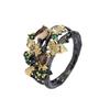 New Two tone Leaf Fruit Zircon Ring Unique Retro Personality Dark High end Light Luxury Charm Jewelry Gift