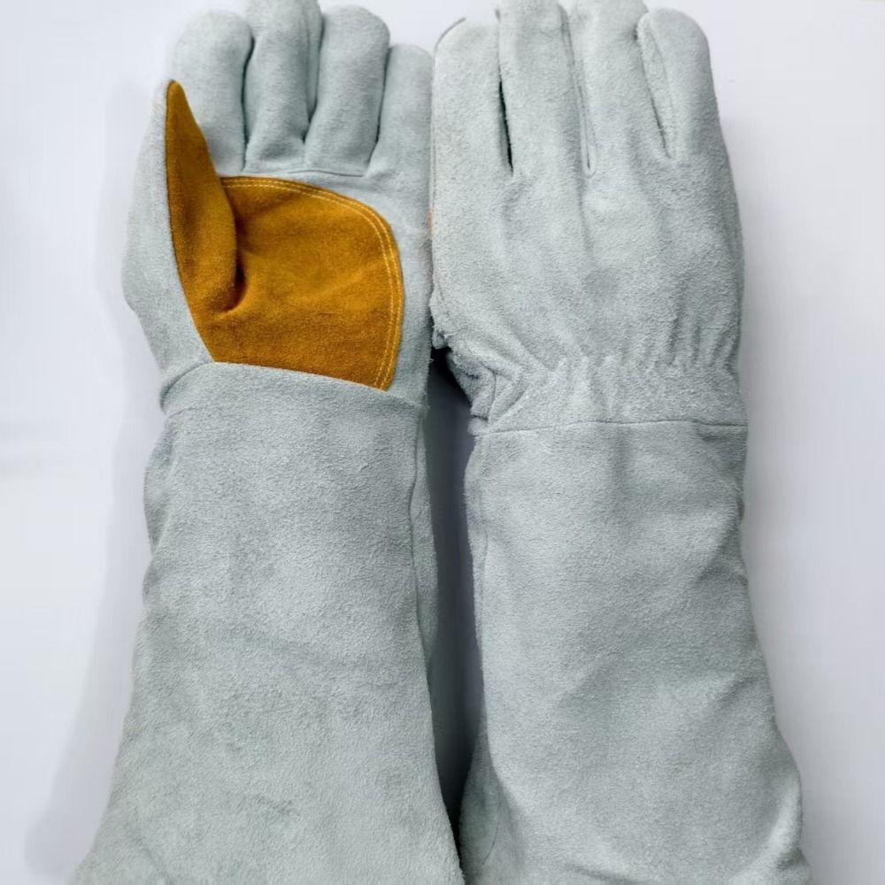 Cowhide Heat Resistant Gloves Durable Thick Leather Gloves Protective Gloves  Welding Work