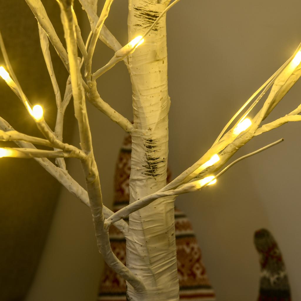 Artificial tree, artificial birch, with LED lighting, warm white, realistic white bark, 17L x 17W x 120H cm