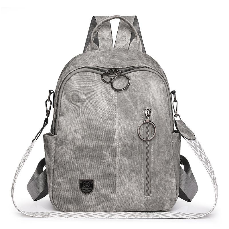 

Retro Soft Leather Backpack Large-capacity Ladies Backpack Fashionable and Versatile Travel Bag сірий колір