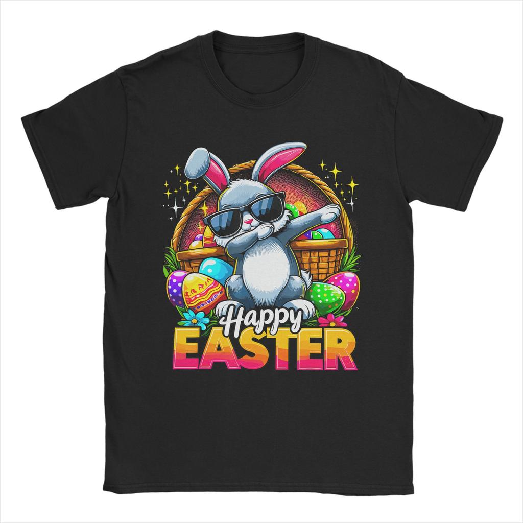 Happy Easter Bunny Rabbit Face T Shirt Summer  Trendy Cool T Shirts Men Pure Cotton O Neck Clothing Short Sleeve Tshirt