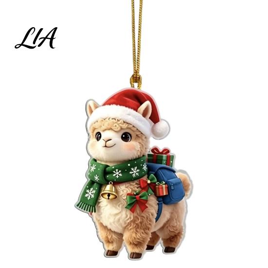 Reusable Christmas Party Favors Cute Animal Ornament, 2D Flat Sheep Dog Double-Sided Tree Hanging Supplies Acrylic Xmas Decoration for Lovers Holiday