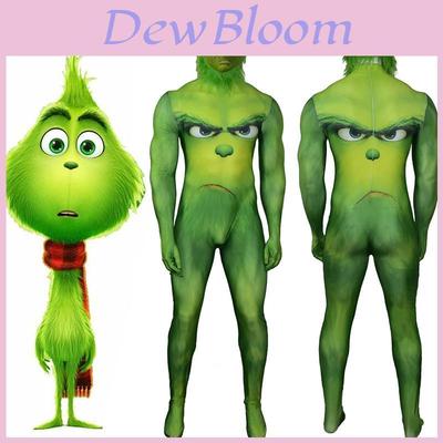 Fantasia de Cosplay de Natal do Monstro Verde Festivo Grinch Macacão Zentai
