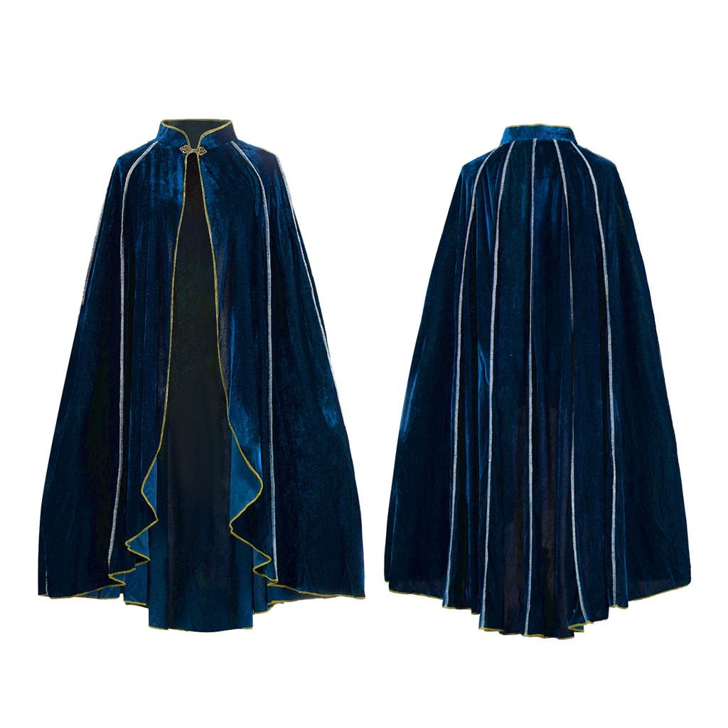 Medieval Plush Cloak With Gold Trim For Cosplay And Anime Role Playing
